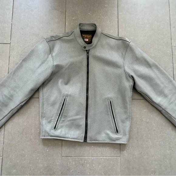 Vanson Gray Leather Motorcycle Jacket - Picture 1 of 5